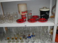 2 shelves of assorted Brewery related items, glasses etc.