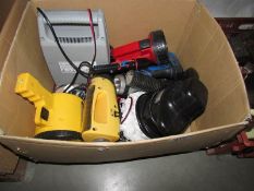 A box of torches and work lights etc.