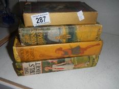 3 old books and one other item.
