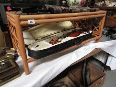 A bamboo coffee table.