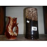 A Cornish 'Gurgle' jug and an art pottery vase.