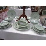 A large quantity of Spode Flemish green dinnerware,.