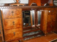 A walnut dressing table,