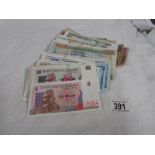 A pack of foreign bank notes.