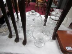 A mixed lot of glass ware including cake dome etc.