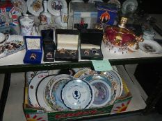 A box of assorted plated including collector's.