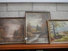 3 framed country scenes.