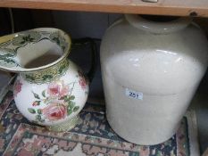 A stoneware jar and a large jug.