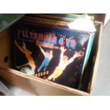 A box of LP records.