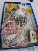 A tray of costume jewellery.