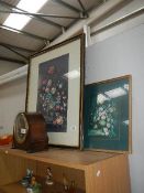 2 framed and glazed floral prints.