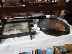 A mixed lot of oriental Japanese ceramics and pictures, some a/f.