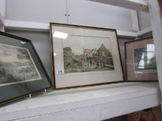 2 framed and glazed 19th century etchings and a later print of Belgrave Hall.