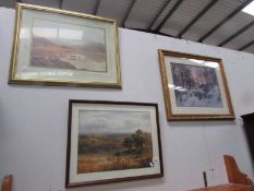 3 framed and glazed rural scenes.