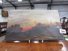 A small Victorian oil on canvas sunrise scene.