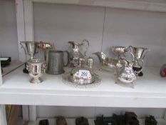 A mixed lot of silver plate including Mappin & Webb salt & pepper pots, Mappin Brothers milk jug,