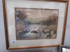 A framed and glazed river scene water colour.