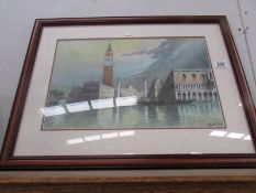 A framed and glazed pastel watercolour of St. Marks Square, Venice.