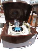 A vintage Pye record player in mahogany case.