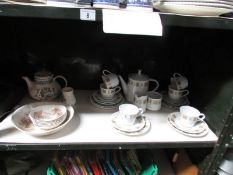 A shelf of miscellaneous china including Johnson's.