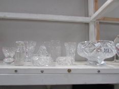 A mixed lot of glass ware including cut glass bowl, vases etc.