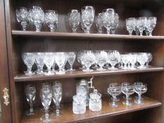 3 shelves of glasses including Babycham, cut glass etc.