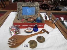 A mixed lot including photo frame, paperweights etc.