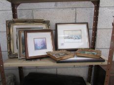 A collection of framed and glazed prints, oil on canvas etc.