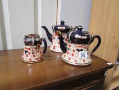 2 Victorian teapots and a jug, a/f.
