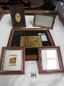 3 framed and glazed pictures and 2 photo frames.