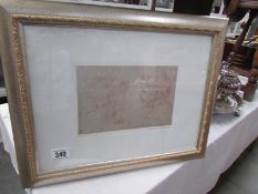 A framed and glazed print entitled 'Study of the head and left hand of a Putti' by Carlo Muratti,