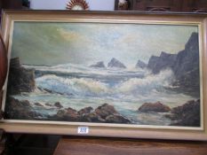 An oil on canvas seascape signed D A Everitt.