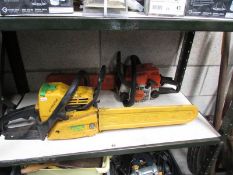 2 chain saws (sold as seen, please ask a member of staff to test before bidding).