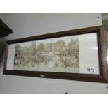 A framed large sepia photograph of peace day and Market Rasen.