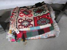 An American Indian wall hanging, 2 Throws, a Dormy picnic blanket and an Avoca blanket.