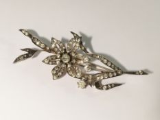 A circa 1930's quality spray brooch, paste set in silver (stamped).