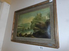 A framed 19th century British school oil on canvas laid on board marine coastal scene featuring