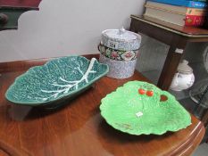 A Beswick bowl, one other and a biscuit barrel.