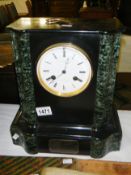 A superb French marble case mantel clock (key in office).