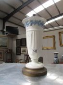 A Victorian Wedgwood style vase converted to a table lamp.