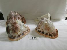 3 carved cameo shell lamp shades and one other.