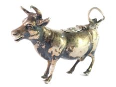 An unusual silver cow creamer, Hall Marked London Import 1913/14, Berthold Hermann Muller.