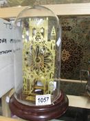 A York Minster Cathedral skeleton clock under glass dome by Franklin Mint.