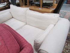 A cream sofa.