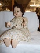 A 1950's Pedigree composite doll with sound box (loose).
