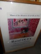 An original French Raoul Duffy 1970's exhibition poster 'Musee D'Art Modern De La Ville Paris'.