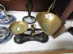 A set of Salter No.56 kitchen scales with brass pans.