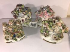 4 19th century porcelain pastille burners, some a/f.