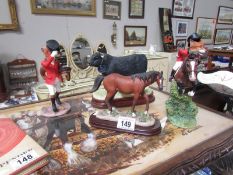 2 Border Fine arts huntsmen and fox groups, a Leonardo Horse and a Border Fine arts a/f bull.