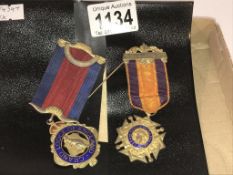 2 Fraternal order silver gilt medals for Antediluvian Order of Buffalo's.